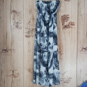 H&M Tropical Palm Print  Strapless Maxi Dress Size 6